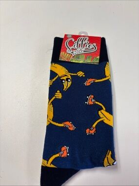 Sillies Men's Navy Blue Novelty Socks with Yellow Character Design